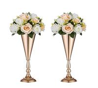 Sziqiqi Ensemble de 2 Pièces Maîtresses de Mariage en Métal pour Les Tables de Réception, Support de Vase à Fleur en Or, Décors de Base pour la Fête, Anniversaire, Cérémonies de Célébration, Or