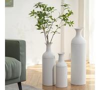 Sziqiqi Grand Vases a Poser au Sol Blanc: Metal Vase de Sol pour Salon 68/51/41cm Haut Vase de Sol Modernes pour Pampas Gros Vases a Poser au Sol pour Coin de Chambre Cheminée Escalier