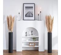 Sziqiqi Grands Vases de Sol Noir : 70 cm Grand Vase a Poser au Sol pour Le Salon - Métal Haut Vases Set de 2 - Moderne Decoration pour La Chambre À Coucher La Cuisine Et Le Coin