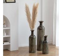 Sziqiqi Grands Vases de Sol Noirs : Vase a Poser au Sol pour Salon 68/51/41cm - Métal Vase au Sol Set de 3 - Moderne Haut Vase de Sol pour La Chambre À Coucher La Cuisine Et Le Coin Cheminée
