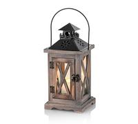 Sziqiqi Lanterne en Bois Bougeoir Vintage Lanternes à Bougie Décorative pour Rustique Mariage Centre de Table Suspendu Lanterne Ferme Décor à la Maison Intérieur et Extérieur Lanterne Décor 28cm