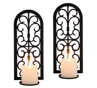 Sziqiqi Noir Bougeoir Mural Bougies Piliers - Moderne Métal Photophore Appliques Bougeoire Murale Décoration pour Salon Chambre À Coucher Cheminée Esszimmer Salle de Bain