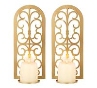 Sziqiqi Or Bougeoir Mural Bougies Piliers - Moderne Métal Photophore Appliques Bougeoire Murale Décoration pour Salon Chambre À Coucher Cheminée Esszimmer Salle de Bain