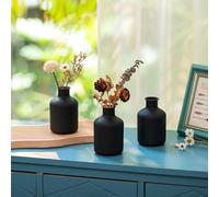 Sziqiqi Petit Bud Noir Vase - Métal Mini Fleur Vases Set de 3 Décoration Cylindrique Mat Vase pour Fleurs Séchées Artificielles pour Salon Table À Manger Cuisine Salle de Bains Chambre