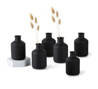 Sziqiqi Petits Vases Noir: Mini Vase en Métal Set of 6 Vases Cylindriques Décoratifs pour Fleurs Séchées Artificielles Vase Mat Moderne pour Salon Table À Manger Chambre À Coucher