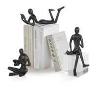 Sziqiqi Statuette Decorative CASA per Lettori: Décoration D'Étagère | Set De 3, Métal Noir, Lecteurs Statues D'Intérieur Pour Bibliothèque, Bureau, Cadeau Pour Amateurs De Livres, Nerds