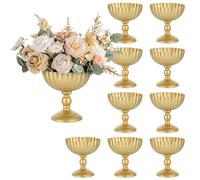 Sziqiqi Vase Centre de Table Mariage: 20 cm Haut Or Vases Lot de 10 - Dore Vase Urne pour Arrangement de Fleurs - Grand Metal Vase pour Fete Anniversaire Bapteme Ceremonie Valentin