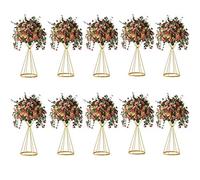 Sziqiqi Vase métallique - Centre de Table Haut - Double cône - pour Arrangements Floraux de Table, décoration d'événement, décoration créative de Mariage - 50,8 cm - Doré