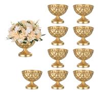 Sziqiqi Vase Urne Mariage Doré: 15.5 cm Haut Vase Centre de Table Lot of 10 - Metal Pots Or pour Fleur Arrangement pour Fete Anniversaire Bapteme Reception