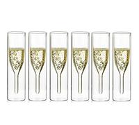 Sziqiqi Verres à Flûte à Champagne en Cristal à Double Paroi, Classics Tulip Goblet, Tasses en Verre Transparent, Verres Soufflés à la Bouche Pour la Restauration, Mariages, Fêtes, Bars (6)