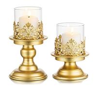 Sziqiqi Vintage Bougeoirs Chandelier Dore - Decorative Bougeoirs en Métal pour Centre de Table à Manger Cheminée Mantel Noel Fête Mariage Bapteme Paques Anniversaire Fiancaille Halloween Salon Ramadan