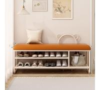SZITW Banc Ottoman Ergonomique avec Rangement à Chaussures - Meuble de Rangement à Plusieurs Niveaux pour entrée - Grande Assise - Structure en Fer - Rembourrage antidérapant - Élégant - 120 cm