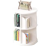 SZITW Bibliothèque rotative en Bois Massif à 2 Niveaux, étagère de Rangement pour dortoir d'étudiants, étagères pour Le Salon et Le Bureau (Couleur : Blanc, Taille : 43 x 68 cm)