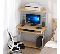 SZITW Bureau d'ordinateur avec Plateau pour Clavier et étagère pour imprimante, Table d'ordinateur de Style Simple et Moderne, Station de Travail compacte pour Ordinateur Portable pour Petit espac