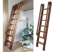 SZITW Échelle de lit superposé Robuste de 100, 150, 180, 220, 240 et 254 cm, avec Crochets en J et barreaux, Marron, pour dortoir, Mezzanine, bibliothèque ou Lits superposés Simples. Échelle incli