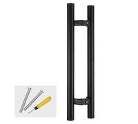 SZITW H-förmiger Schiebetürgriff aus Edelstahl für Scheunentore, moderner Push/Pull-Zuggriff für Außentüren, 60 cm (24 Zoll) - Schwarzes Finish, inklusive Beschlägen für Eine einfache Installation
