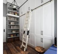 SZITW Kit de quincaillerie pour bibliothèque Mobile sur Pied - Rouleau Coulissant Extensible (sans échelle) Rail Rond de 1 m à 6 m, kit de quincaillerie pour échelle coulissante pour Bureau à domi