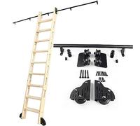 SZITW Kit de quincaillerie pour échelle coulissante de bibliothèque, kit de Rail pour échelle roulante de 1 à 6 m pour Bureau à Domicile (échelle Non Incluse), kit de Rail Mobile en Fer forgé avec