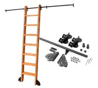 SZITW Kit de quincaillerie pour échelle de bibliothèque rétractable : Rail Coulissant Tubulaire Rond, kit de Rail pour échelle roulante, Ensemble Complet de quincaillerie (échelle Non Incluse), ra