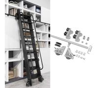 SZITW Kit de quincaillerie Robuste pour échelle coulissante de bibliothèque (échelles Non incluses), système de Rails roulants pour Grenier, Bureau, bibliothèque, entrepôt, Rouleau supérieur téles