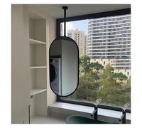 SZITW Miroir de Plafond Ovale avec Cadre en métal, Miroir de Salle de Bain Flottant (Noir, 50 x 100 cm)