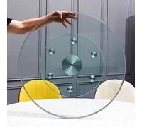 SZITW Plateau tournant Rond en Verre trempé Lazy Susan, Rotation à 360°, Plateau de Service Transparent avec 6 roulettes Anti-basculement, 60 cm.