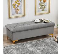 SZITW Pouf Coffre de Rangement en Velours Gris 100 x 45 x 40 cm pour intérieur Moderne. Multifonctionnel, il Convient Aussi Bien à la Chambre, au Salon qu'à l'entrée. Il Sert également de Repose-p