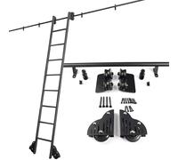 SZITW Quincaillerie Noire pour échelle roulante de bibliothèque, kit de Rail Coulissant Tubulaire Rond de 100 à 732 cm (échelles Non incluses), système de roulettes Mobile, pour Grenier/Cuisine/en