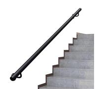 SZITW Rampe d'escalier en Fer forgé Noir, 80 cm, 100 cm, 120 cm, 150 cm, 180 cm, 200 cm, Barre de Support Murale, Noir (250 cm)