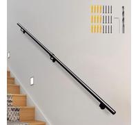 SZITW Rampe d'escalier en métal Noir pour escaliers 1 m, 120 cm, 2 m, 280 cm, 3 m, 360 cm, 6 m, Rampe d'escalier, Rampe Murale antidérapante, Support de Pied (270 cm)