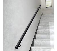 SZITW Rampe d'escalier Industrielle Noire, Barre de Support Murale pour Rampe d'escalier - 60 cm, 100 cm, 120 cm, 150 cm, 180 cm, 200 cm, Tube Rond en Fer forgé (360 cm)