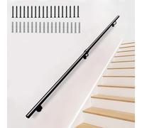SZITW Rampe d'escalier Murale, Rampe d'escalier en Fer forgé Noir pour Personnes handicapées, Support antidérapant pour Jardin, loft, Couloir - Kit Complet (250 cm)