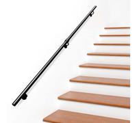 SZITW Rampe d'escalier Noire, kit de Support Mural pour Balustrade, Barre d'appui, 1 m, 1,5 m, 2 m, 2,5 m, 3 m, Tube Rond antidérapant en Fer forgé (180 cm)