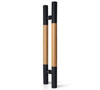 SZITW Robustes Schiebetürgriff-Set für Scheunentore, Edelstahl 304 und Massivholz, Rücken-an-Rücken-Montage, Schwarzes Finish, 60 cm (24 Zoll), Ideal für Die Inneneinrichtung Von Zuhause und Büro