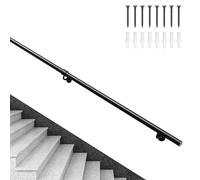 SZITW Support de Rampe Noir 1, 2, 3, 4, 5, 6 mètres, Rampe Murale en métal pour marches, rampes d'escalier pour intérieur et extérieur, balustre d'escalier antidérapant (400 cm)