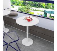 SZITW Table de bistrot Ronde avec Base en métal, Table Basse Haute de Style bistrot/pub, Petite Table d'appoint pour Salon, Chambre ou Balcon, Blanche (Dimensions : 70 x 70 x 72 cm)