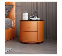 Table de Chevet Table de Chevet Ronde en Cuir Chambre Simple Table de Chevet en Ardoise en Cuir Meuble de Rangement en Verre trempé avec tiroirs adapté à la Chambre à Coucher,Ooffice