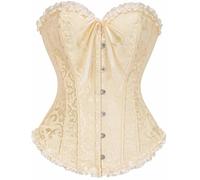 SZIVYSHI Corset pour femme, bustier galbant, body push-up à la taille en dentelle, Beige Vanille, S