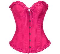 SZIVYSHI Haut Corset Rouge rosé pour Femmes - Bustier de Lingerie à Lacets au-dessus de la Taille - Motif en Bambou avec Fleur de Prunier - Taille XL