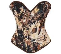 SZIVYSHI Shapewear Corset gainant pour femme - Corset réglable avec 12 baleines - Bustier sexy pour les grandes seins - Lingerie gainante - Parfait comme lingerie pour femme, marron, XL