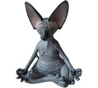 SZJFYMQ Méditation Cat - Décoratif Animal Chat Yoga Pose Statue Chat Statuette de Yoga Statue de méditation Salle de Yoga Figurine de Pose de Yoga Sculpture(Noir)