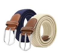SZJH 2 pièces Unisexe Ceinture Tressée Élastique Ceinture en Tissu Élastique pour Hommes et Femmes