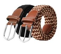 SZJH 2 pièces Unisexe Ceinture Tressée Élastique Ceinture en Tissu Élastique pour Hommes et Femmes