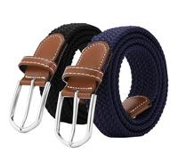 SZJH 2 pièces Unisexe Ceinture Tressée Élastique Ceinture en Tissu Élastique pour Hommes et Femmes