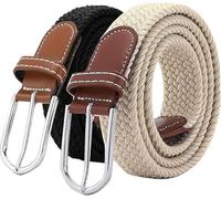 SZJH 2 pièces Unisexe Ceinture Tressée Élastique Ceinture en Tissu Élastique pour Hommes et Femmes