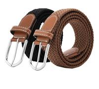 SZJH 2 pièces Unisexe Ceinture Tressée Élastique Ceinture en Tissu Élastique pour Hommes et Femmes