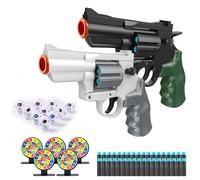 SZJYMY Lot de 2 Pistolets à balles Souples, Blasters, Shockwave, sûrs, modèle Revolver, Aspect Balle Molle, Mini Pistolet réaliste, pour Enfants de 6 à 12 Ans et Plus.