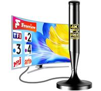 SZKALAK Antenne TV Intérieure DVB-T2 avec Base Magnétique - Réception 360° TNT HD 4K - sans Amplificateur - Câble Coaxial 5M - Compatible Smart TV