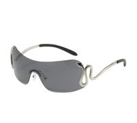 SZKCXBDB Lunettes de Soleil pour Femmes One Piece avec Protection UV Grande Taille Uv400 Protection-Argent + Gris Noir