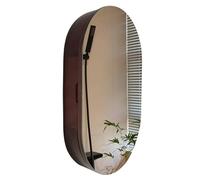 SZKTHD Armoire De Salle De Bain Ovale avec Miroir Armoire De Salle De Bain avec Miroir Mural Armoire De Rangement De Salle De Bain Miroir De Maquillage Mural avec Support De Rangement(Walnut)